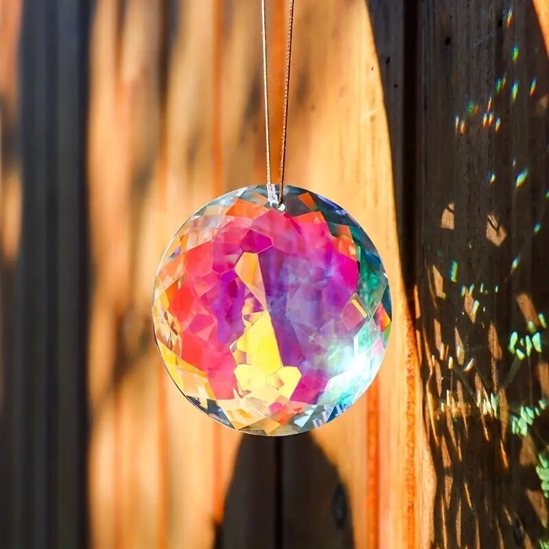 3D Suncatcher Round Pendant Crystal Shine Maker Window Hanging Prism Decor Gifts