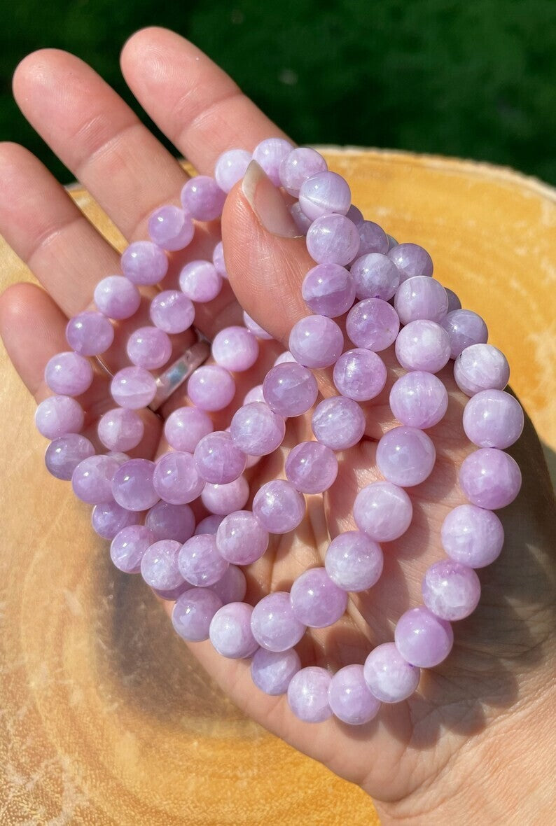 Genuine Kunzite Crystal Balance Round 8MM Bead Healing Protection Bracelet Gifts