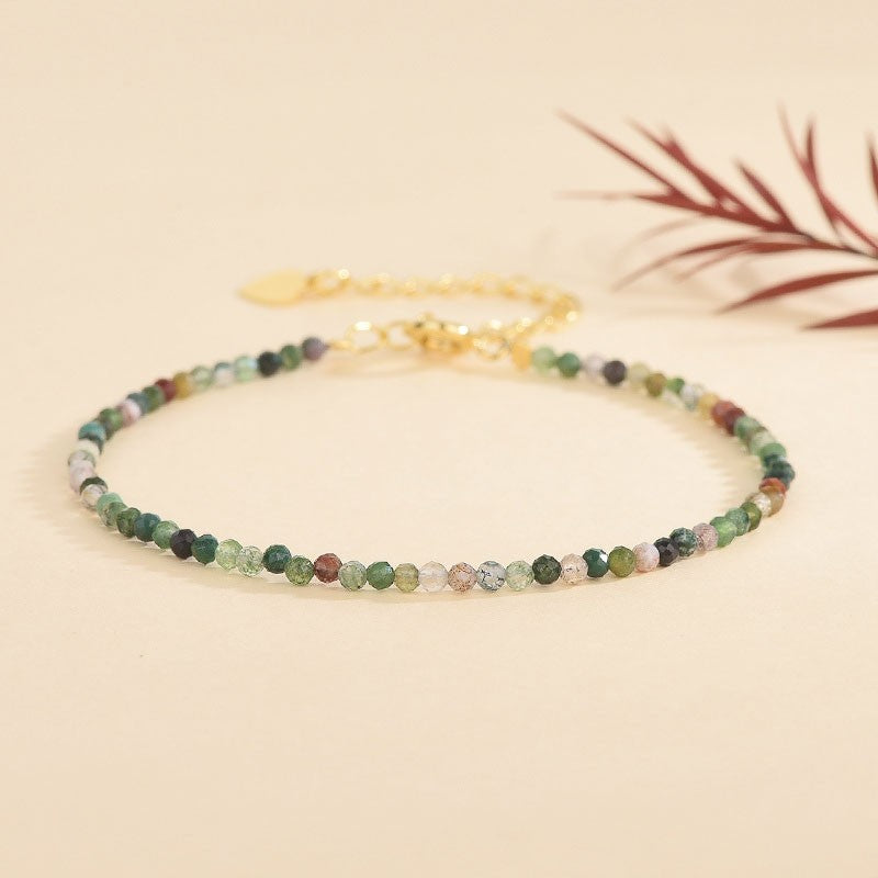 Natural Ocean Jasper Bead Healing Inner Peace Dainty Women Crystal Bracelet Gift