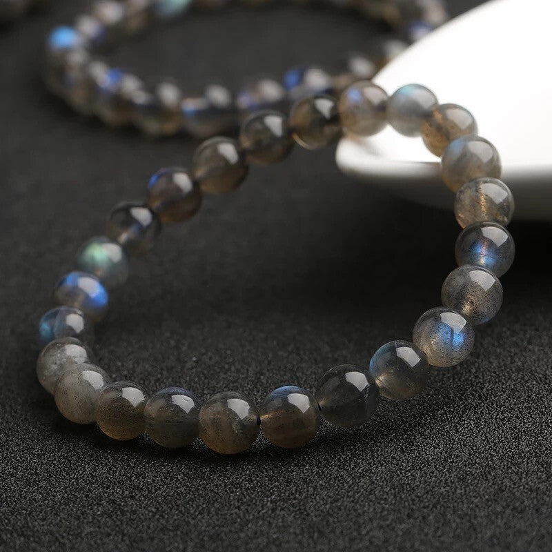 Labradorite 8MM Round Beads Handmade Healing Luck Women Stretch Bracelet Gift