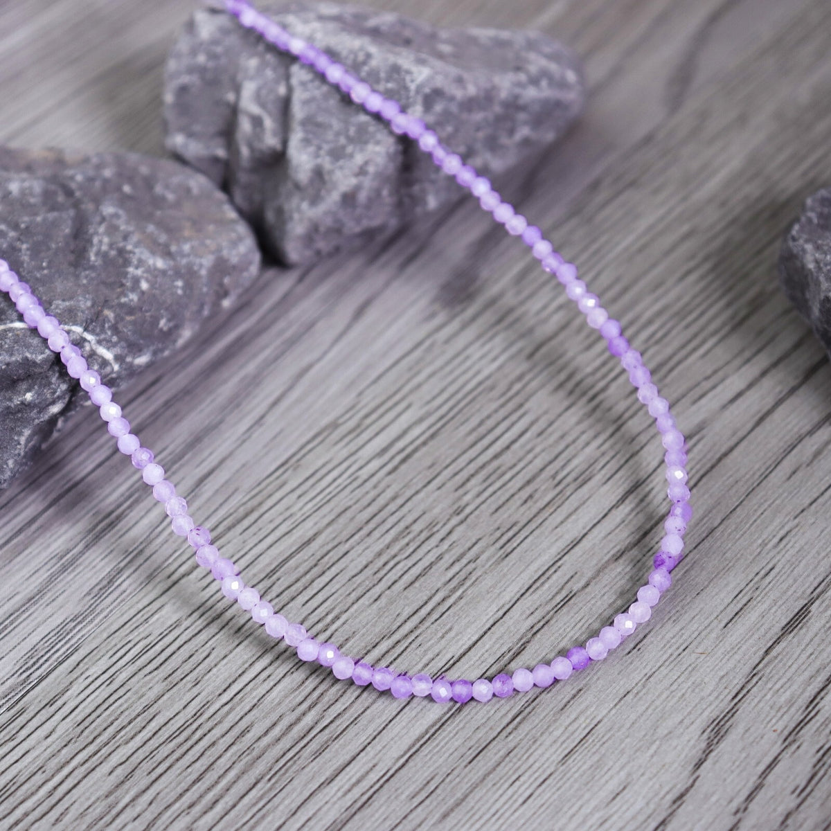 Kunzite Stone Beaded Choker Healing Women Purple Dainty Necklace for Divine Love