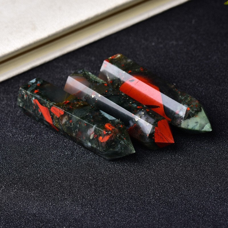 African Bloodstone Healing Crystal Tower Point Wands Reiki Obelisk Mineral Rocks