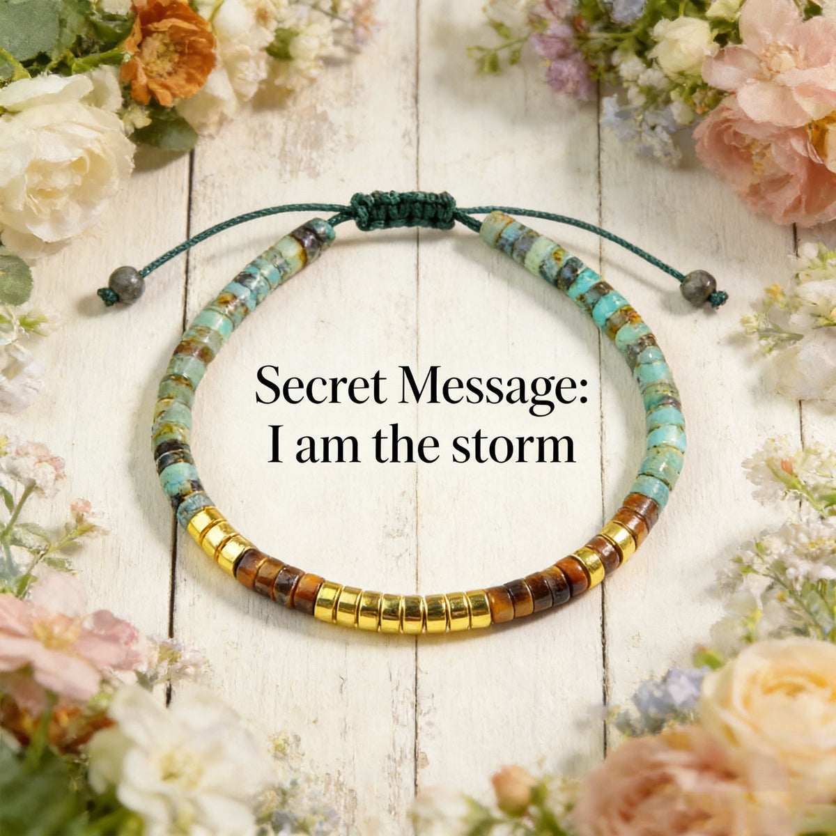 Morse Code Healing African Turquoise Bracelet for Women Men Hidden Message