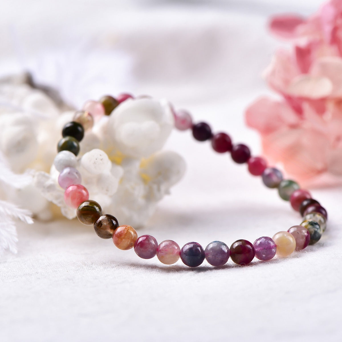 6mm Rainbow Tourmaline Gemstone Beads Balance Healing Reiki Meditation Bracelet