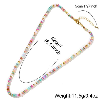 Macarons Rainbow Color Natural Crystal Healing Boho Necklace Choker for Women