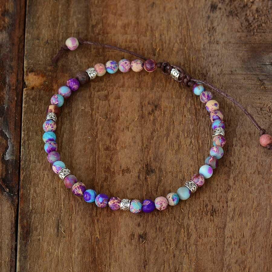 Sea Sediment Natural Stone Handmade Healing Reiki 4mm Round Bead Yoga Bracelet