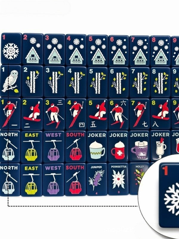 Ski & Winter Themed Acrylic American Mahjong Set, 160 Tiles Free delivery