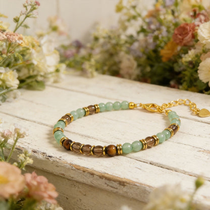 Aventurine Smoky Quartz & Tiger Eye Healing Abundance Wealth Attract Bracelet