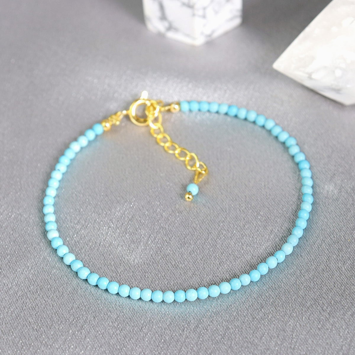 Natural Turquoise Beaded Minimalist Dainty Healing Balance Women Bracelet Gifts