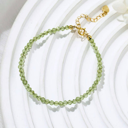 Natural Peridot Gemstone Bead Healing Reiki Minimalist Spiritual Women Bracelet