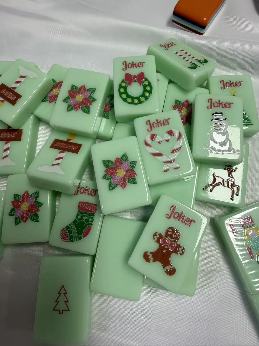 Premium American Mahjong Set 160pcs - Christmas Mint