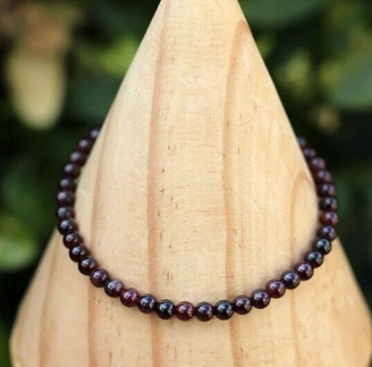 Premium Garnet 5mm Round Bead Healing Reiki Balance Women Stone Bracelet Gift