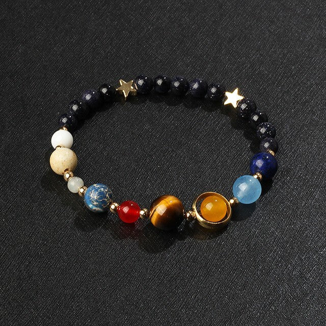 Solar System Women Natural Stone Universe Eight Planets Chakra Reiki Bracelet