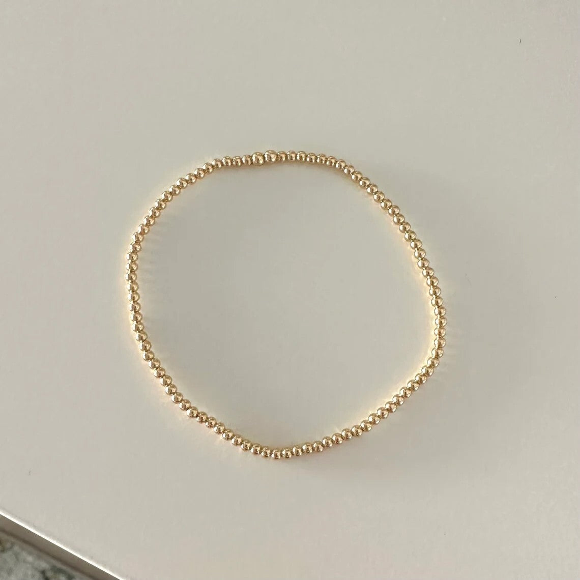 Gold Filled 2mm Round Beads Beaded Bracelet Layering Minimalist Women Bracelet