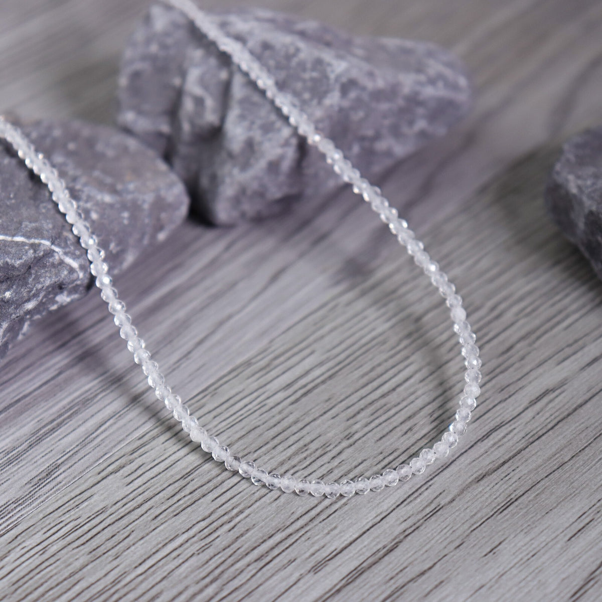 Clear Quartz Tiny 2mm Beaded Choker Healing Dainty Women Crystal Necklace Gifts