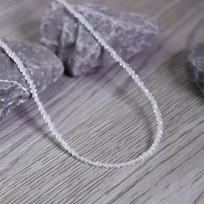 Clear Quartz Tiny 2mm Beaded Choker Healing Dainty Women Crystal Necklace Gifts