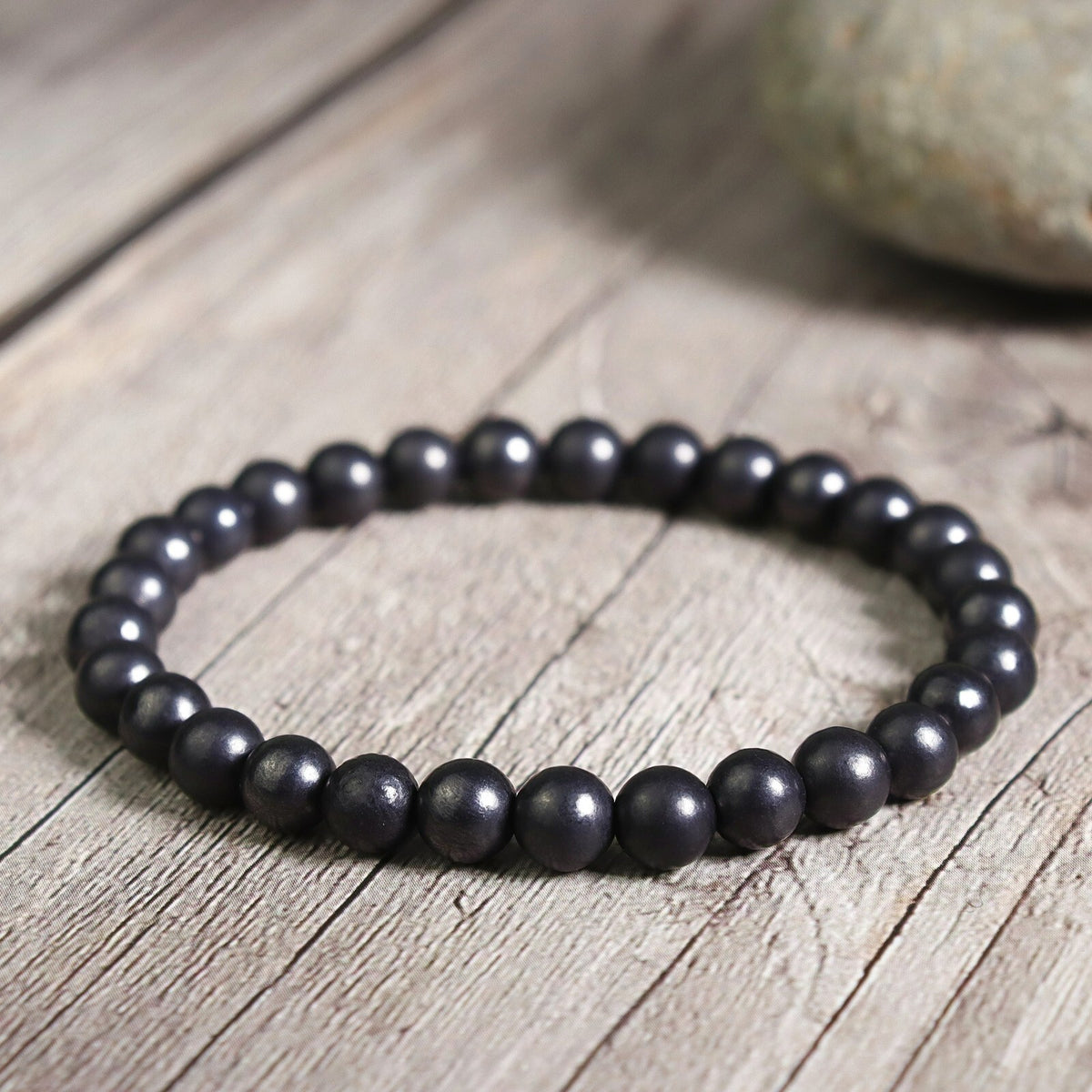 Natural Shungite 6mm Beads Healing Women Men EMF Protection Bracelet Gift