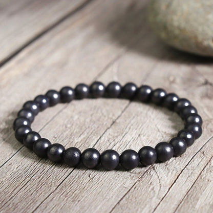 Natural Shungite 6mm Beads Healing Women Men EMF Protection Bracelet Gift