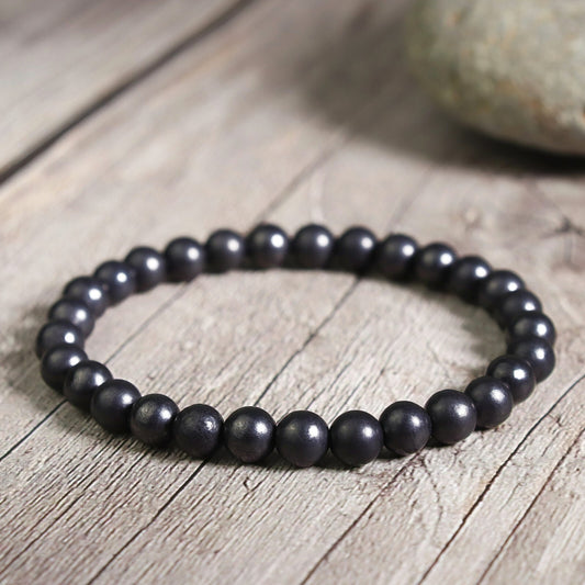Natural Shungite 6mm Beads Healing Women Men EMF Protection Bracelet Gift