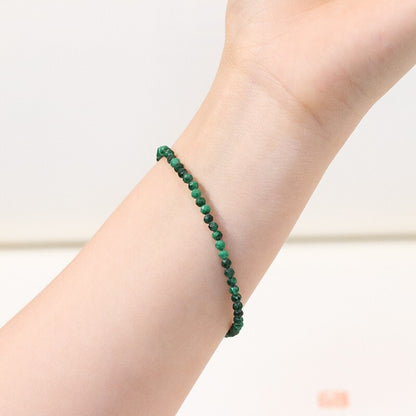 3mm Faceted Malachite Beads Minimalist Dainty Healing Chakra Protection Bracelet