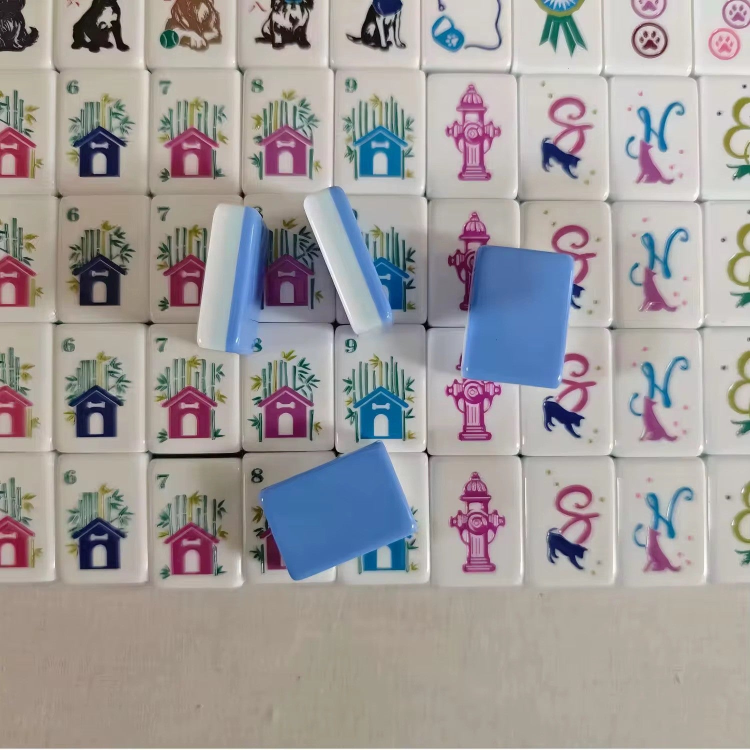 Engraved American Mahjong Tiles  set ,160 Best in dog show .
