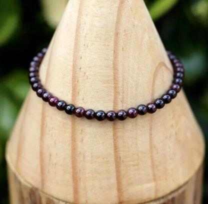 Premium Garnet 5mm Round Bead Healing Reiki Balance Women Stone Bracelet Gift