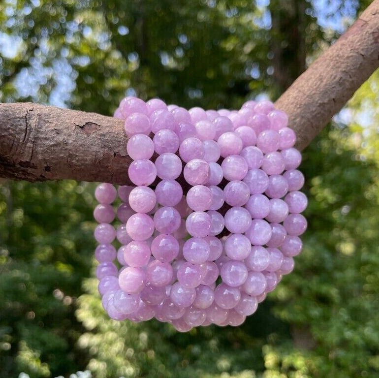 Genuine Kunzite Crystal Balance Round 8MM Bead Healing Protection Bracelet Gifts