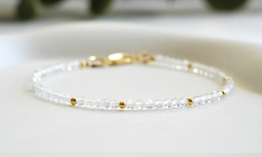 Natural Crystal Clear Quartz Beads Healing Dainty Delicate Women Bracelet Gift