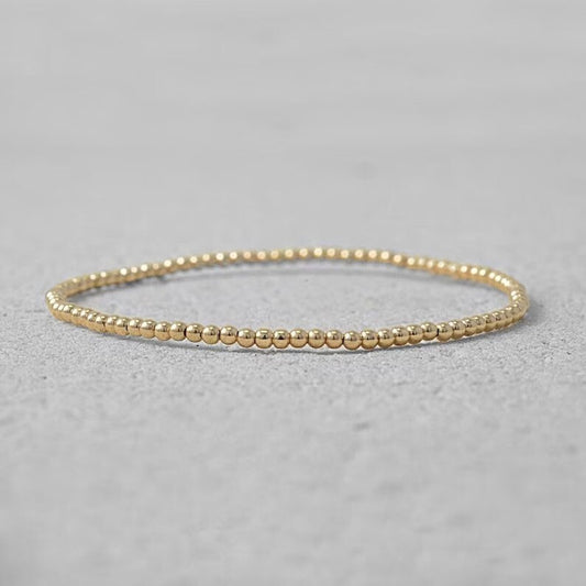 Gold Filled 2mm Round Beads Beaded Bracelet Layering Minimalist Women Bracelet