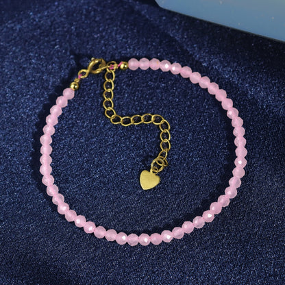 Rose Quartz Beads Gemstone Healing Protection Anxiety Relief Women Bracelet Gift