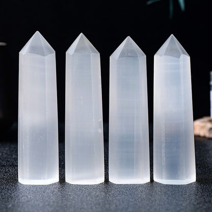Selenite Crystal Obelisk  Tower Point Healing Meditation Chakra Gift Wand 3-4in