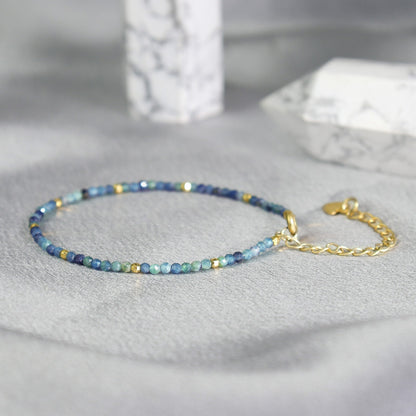 Blue Tourmaline Subtle Gemstone Crystal Healing Calming Bracelet for Women Gift
