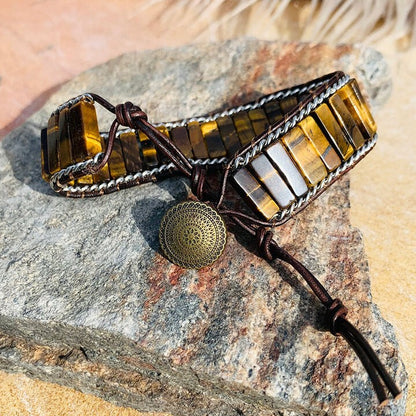 Tiger's Eye Bracelet Handmade Natural Stone Healing Protection Beads Bracelet
