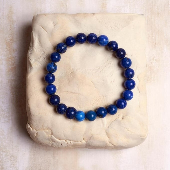 Women Blue Friendship Bracelet Lapis Lazuli Crystal 8mm Beads Healing Bracelet