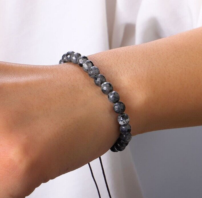 Labradorite Handmade Faceted Bead Healing Empath Protection Chakra Bracelet Gift