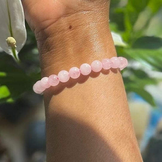5pcs Natural Rose Quartz 8mm Beaded Healing Infused Reiki Women Bracelet Gift