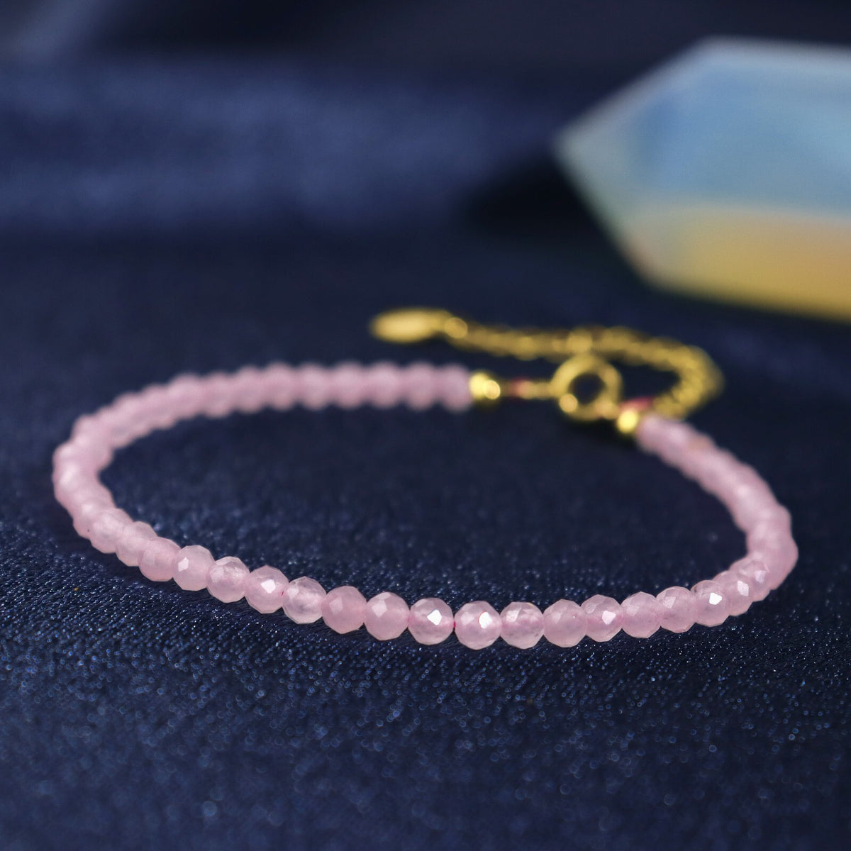 Rose Quartz Beads Gemstone Healing Protection Anxiety Relief Women Bracelet Gift