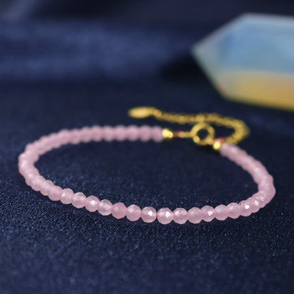 Rose Quartz Beads Gemstone Healing Protection Anxiety Relief Women Bracelet Gift