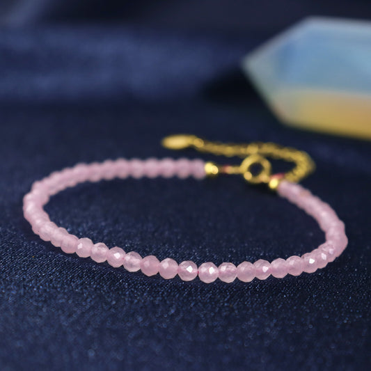 Rose Quartz Beads Gemstone Healing Protection Anxiety Relief Women Bracelet Gift