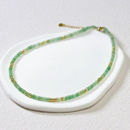 Natural Aventurine Green Crystal Bohemian Healing Reiki Beach Necklace Choker