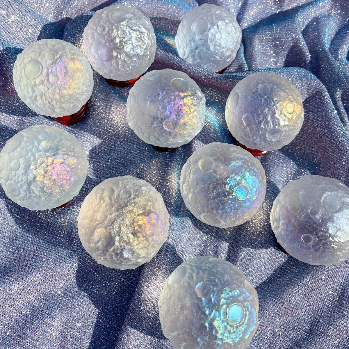 Angel Aura Quartz Full Moon Healing Crystal Carving Sphere Home Car Decor Gifts