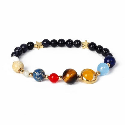 Solar System Women Natural Stone Universe Eight Planets Chakra Reiki Bracelet