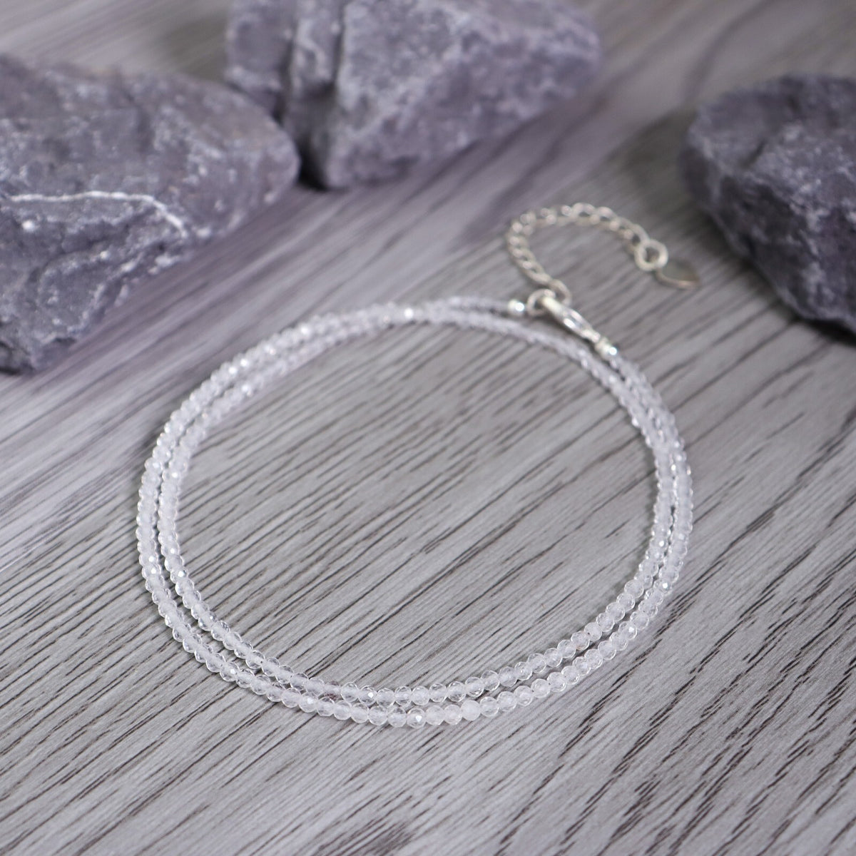 Clear Quartz Tiny 2mm Beaded Choker Healing Dainty Women Crystal Necklace Gifts