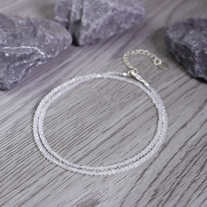 Clear Quartz Tiny 2mm Beaded Choker Healing Dainty Women Crystal Necklace Gifts