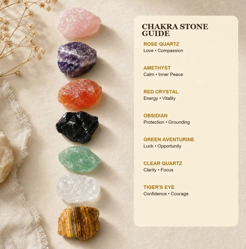 7 chakra natural rough stones set 7pcs natural Healing gemstones for meditation