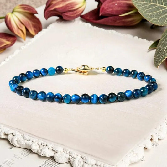 Blur Tiger Eye 4mm Tiny Beads Crystal Bracelet for Women Healing Anxiety Relief