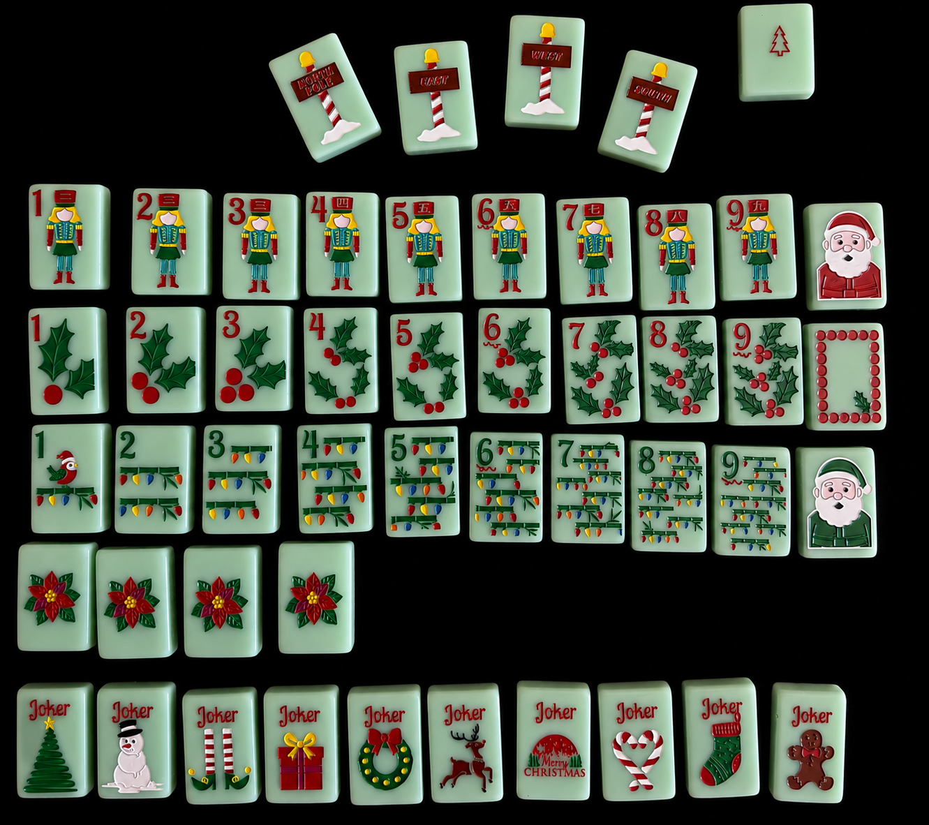 Premium American Mahjong Set 160pcs - Christmas Mint