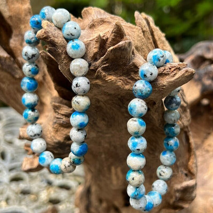 K2 Azurite Stone 8MM Round Bead Healing Protection Balance Stretch Bracelet Gift