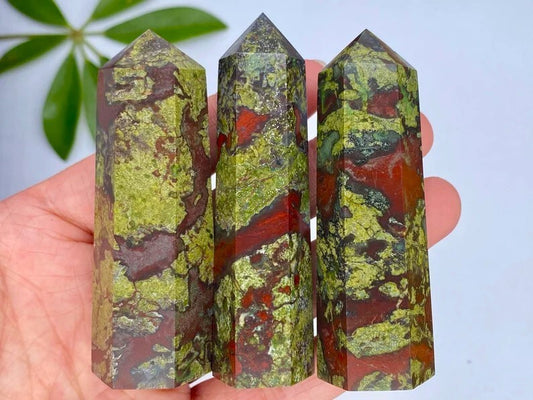 Natural Dragon Bloodstone Jasper Healing Crystal Tower Generator Obelisk Gifts