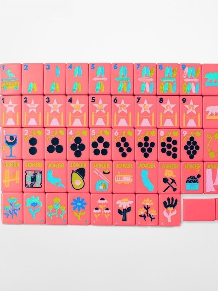 California Coral Pink Premium Acrylic American Mahjong Set, 160 Tiles Free ship